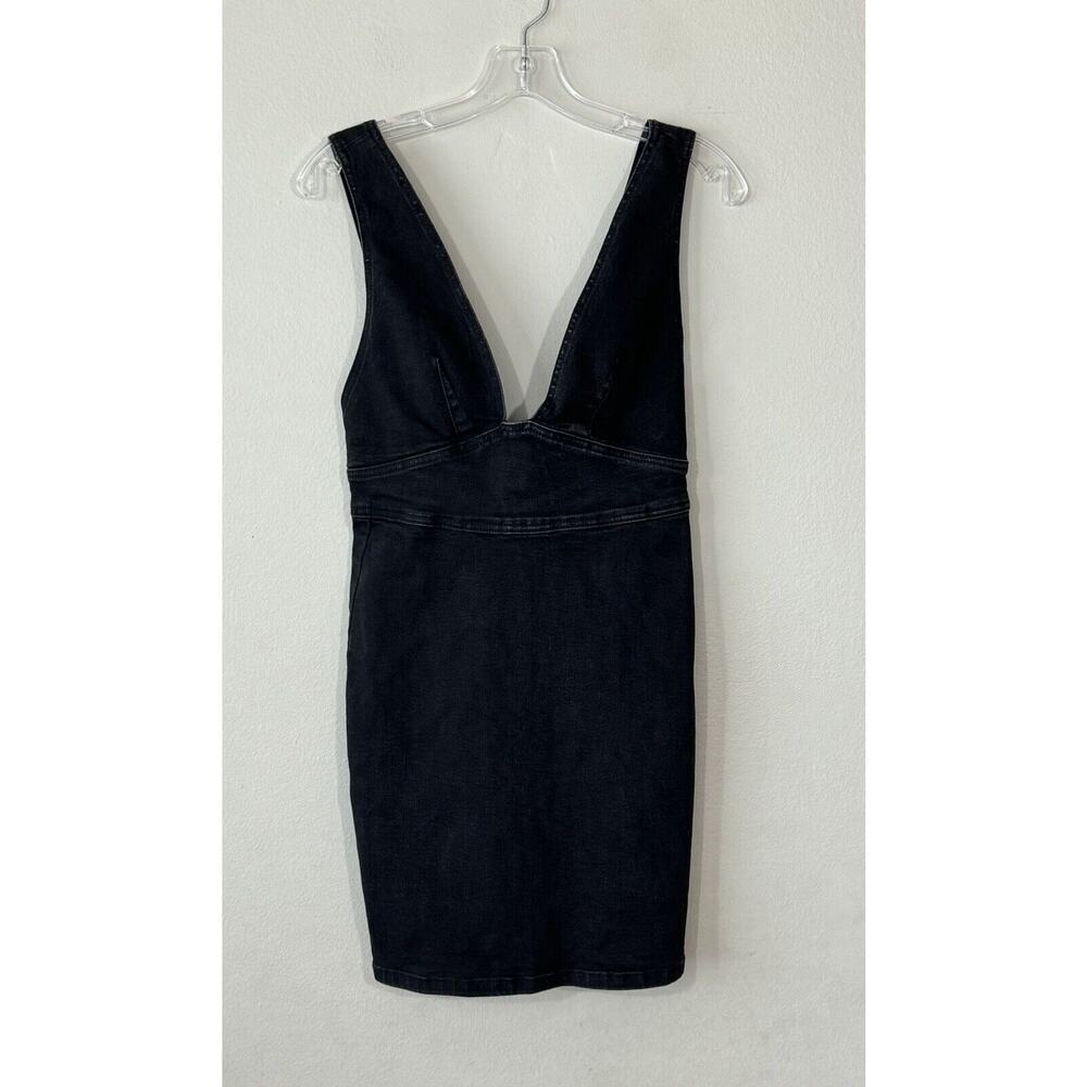 MPD‎ By Mink Pink Small Black Denim Stretch Low Cut Sexy Dress Festival Stretch